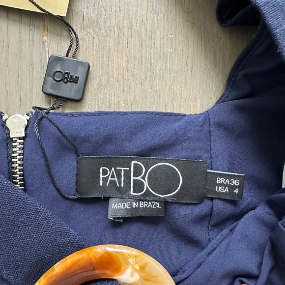 PatBo La Mer Crop Top Indigo Navy Blue Linen Puff Sleeve Size 4 - Picture 8 of 8